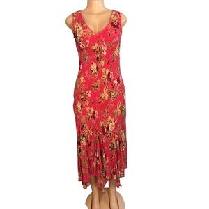 Majick Floral Vintage Beaded Sleeveless handkerchief Pink Dress